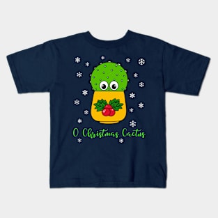 O Christmas Cactus - Cute Cactus In Christmas Holly Pot Kids T-Shirt